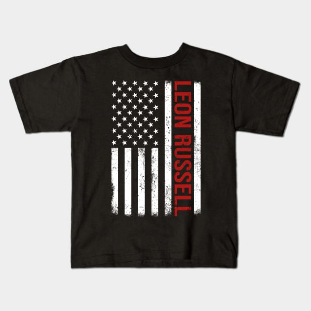 Graphic Leon Russell Proud Name US American Flag Birthday Gift Kids T-Shirt by Intercrossed Animal 